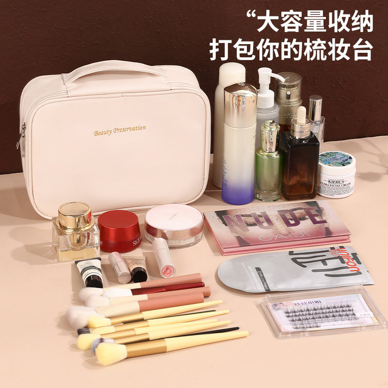 Cross-Border New Detachable Makeup Bag Waterproof Large Capacity Storage Bag Portable Handheld Free Partition Toiletry Bag