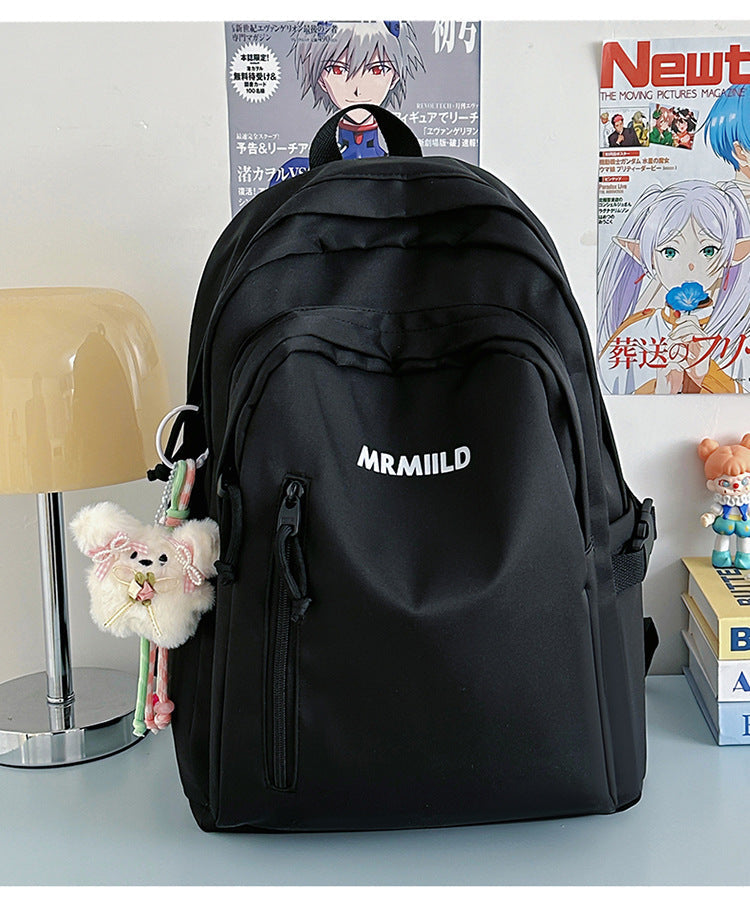 Large Capacity Backpack Women's New Fashion Simple School Bag Harajuku style solid color travel backpack for middle and high school students http://detail.1688.com/offer/967608488585.html