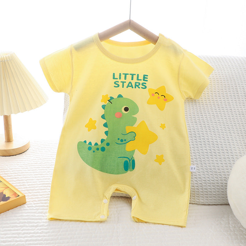 Summer New Infant Crawling Suit Pure Cotton Korean Version Thin Boys' Short Sleeve Girls' One-Piece Romper