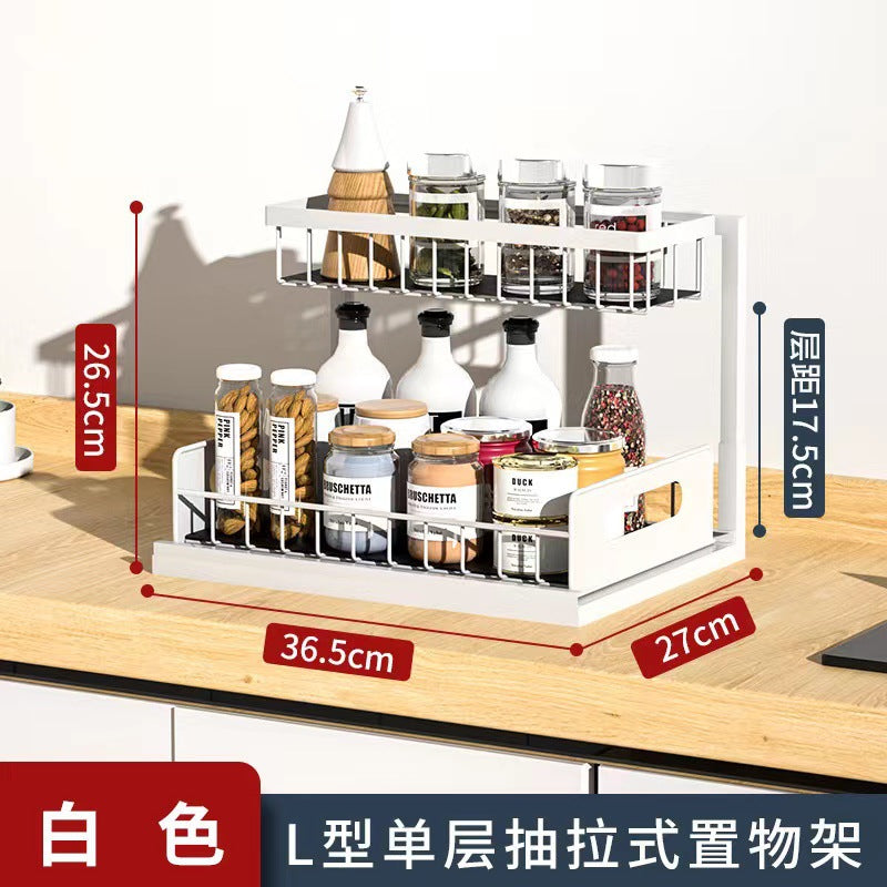 Cross-Border Kitchen Cabinet Storage Rack Under Sink Storage Organizer Pull-Out Drawer Basket Organizer Rack Detachable