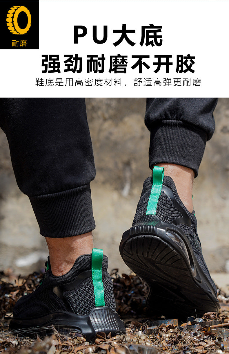Zhen Gu Cross-Border Safety Shoes for Men and Women, Air Cushion Shock Absorption, Anti-Smash, Anti-Puncture, Breathable Safety Shoes with Steel Toe Cap for Men