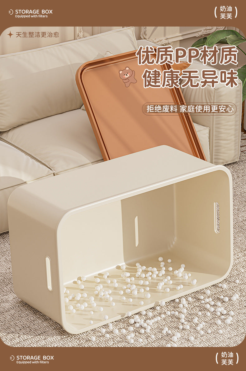 Storage Box with Lid for Household Snacks and Toys, Desktop Organizer, Kitchen Cabinet Plastic Storage Box