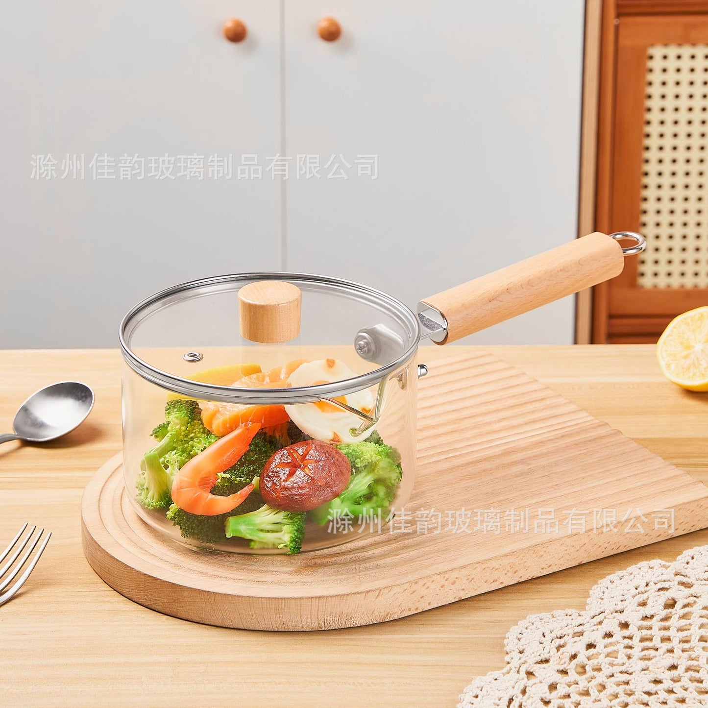 Creative Bear Double Ear Soup Pot Striped Pot Glass Transparent Health Pot Electric Ceramic Stove Heatable Instant Noodle Bowl Milk Pot