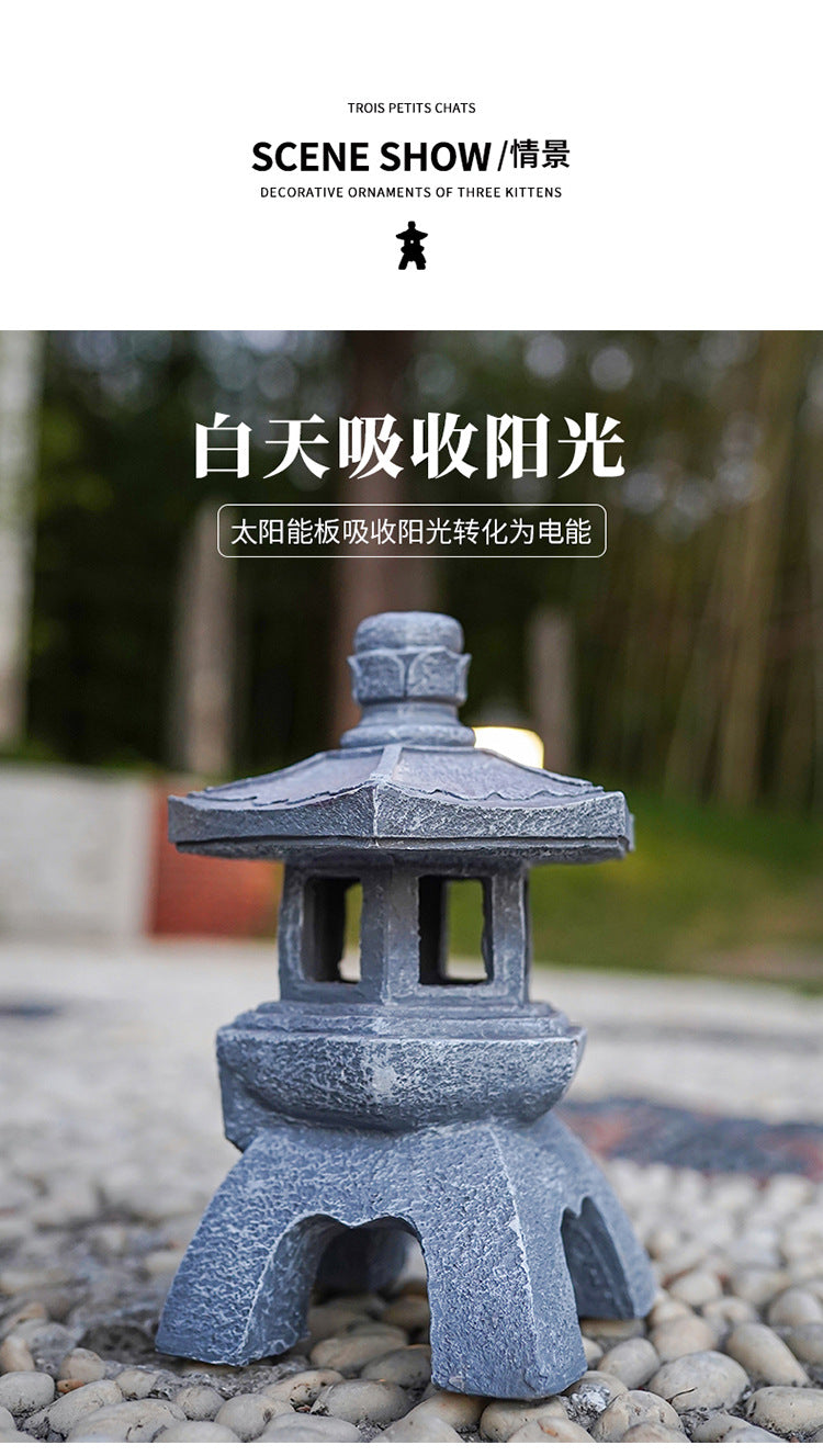 Chinese Antique Style Palace Lantern Solar Outdoor Courtyard Decoration Ornament Garden Villa Balcony Floor Landscape Lamp