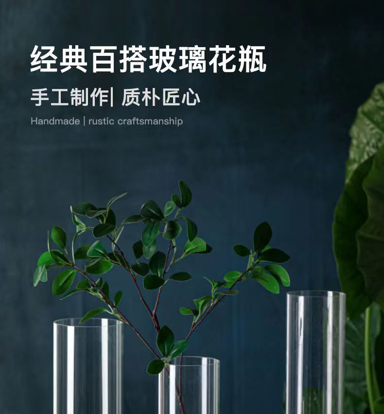 Zefei One-Piece Dropshipping Internet Celebrity Transparent Straight Glass Vase Bedroom Desktop Living Room Dining Table Fresh Flower Arrangement Ornament