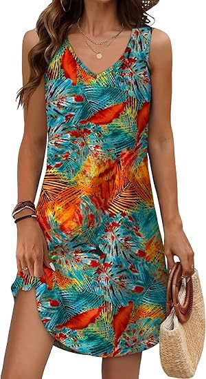 European And American Women’s Clothing Summer Loose Casual V-neck Flower Dress