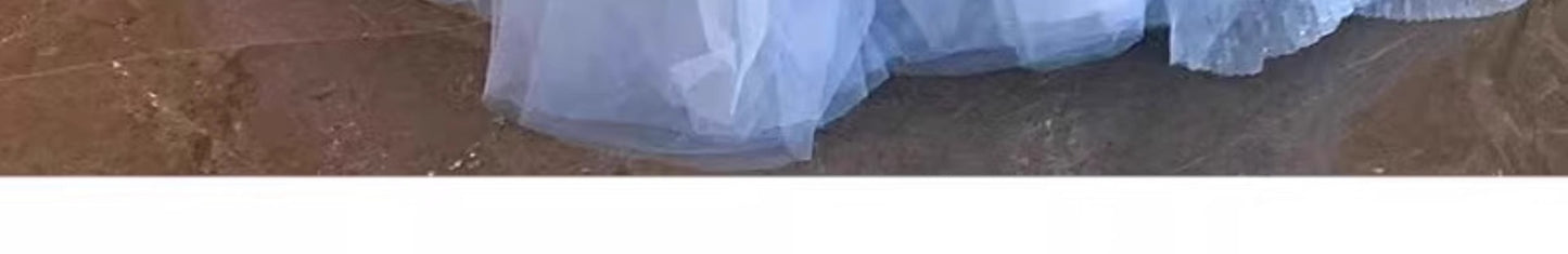 Blue Strapless Dress Puff Skirt Runaway Princess Fairy Dress Light Luxury High-end Evening Dress Host Slim Fit Elegant