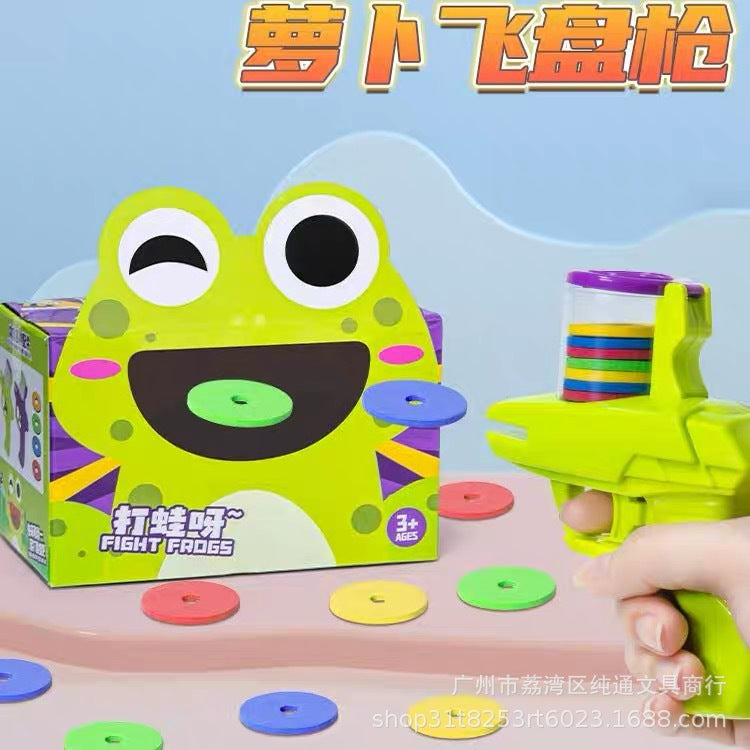 Round Disc Flying Saucer Ejection Gun Children's Stress Relief Toy Gun Radish Flying Disc Gun Creative Student Stress Relief Ejection Toy Gun