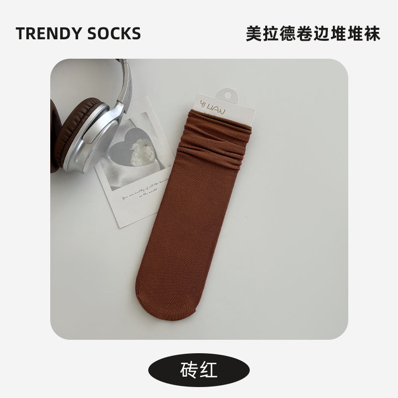 Socks Pure Cotton Women Summer Thin Style Pile Socks Solid Color Mid-Calf Socks Oxygen Cotton Confinement Socks Women Long Socks Zhuji Socks Industry