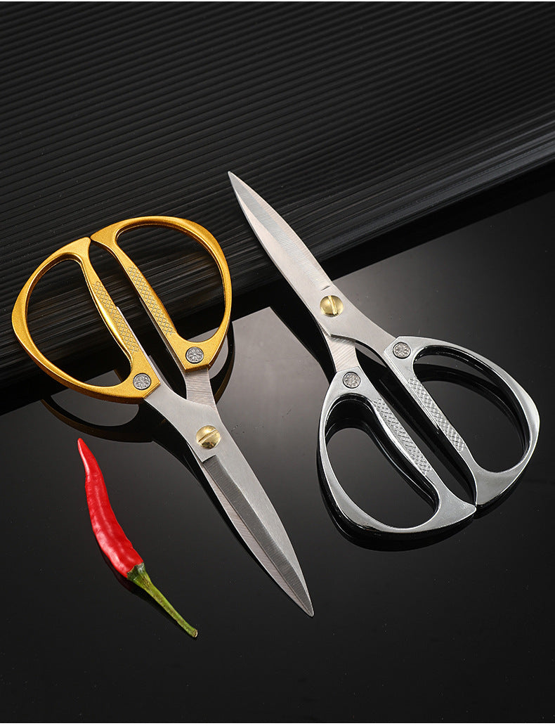 Golden Steel Scissors Stainless Steel Scissors Household Alloy Strong Kitchen Chicken Bone Scissors Special Large Scissors Cloth Cutting Small Scissors