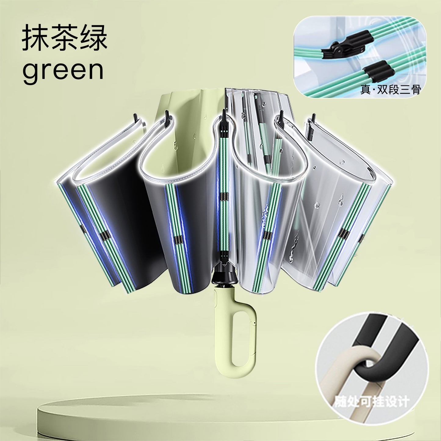 72Fully Automatic Ring Buckle Umbrella Portable Large Custom Wholesale Men's Hook Folding Dual-use for Sun and Rain Women's Special