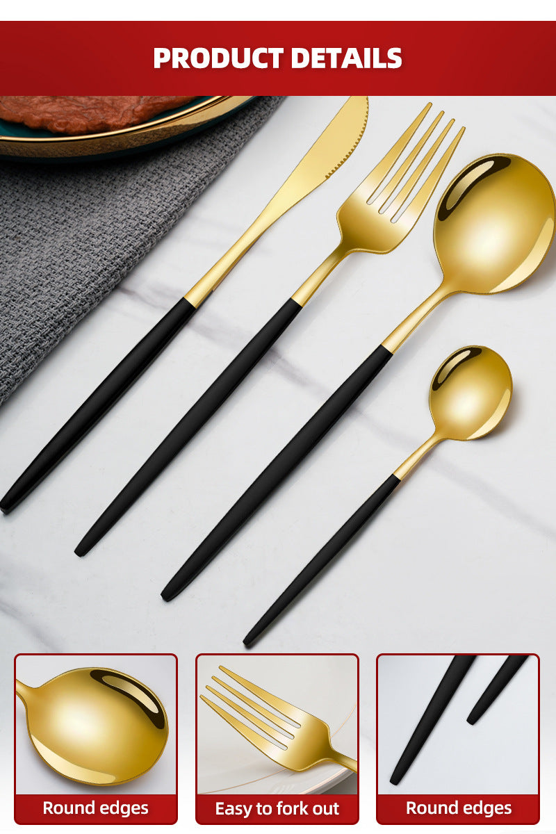 spoon Jieyang Manufacturer Wholesale Cross-Border Stainless Steel Tableware Set24Set Household Cutlery and Utensils