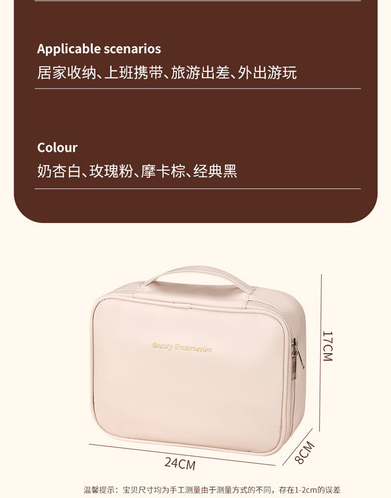 Cross-Border New Detachable Makeup Bag Waterproof Large Capacity Storage Bag Portable Handheld Free Partition Toiletry Bag