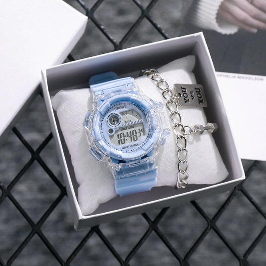 High-Value Electronic Watch for Female Students, Multi-Functional Sports Watch with Alarm Clock, Luminous, Waterproof, Trendy Personality for Middle School Boys