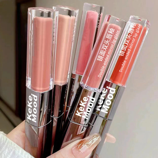 keke mood Water-Feel Dual-Ended Lip Glaze Water Gloss Mirror Lip Gloss Matte Mist Lip Mud Natural Look Affordable Lipstick