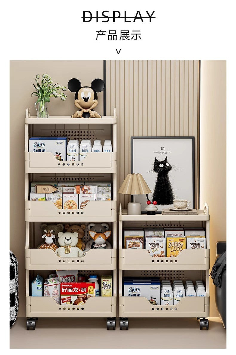 Thickened Floor-standing Small Cart Snack Storage Rack Multi-layer Organizer Living Room Bedroom Large Capacity Storage Organizer Mobile