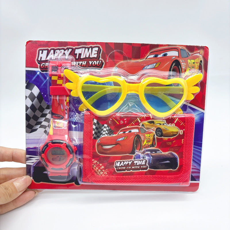 Cross-Border Children's Cartoon Electronic Watch Glasses Wallet Watch Set Kindergarten Kids Gift Prize Toy Watch