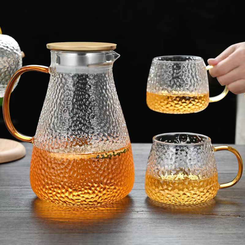 Cold Water Pitcher Glass High Temperature Resistant Household Cold Water Pitcher Set Large Capacity Tea Pitcher Cold Water Cup Juice Pitcher