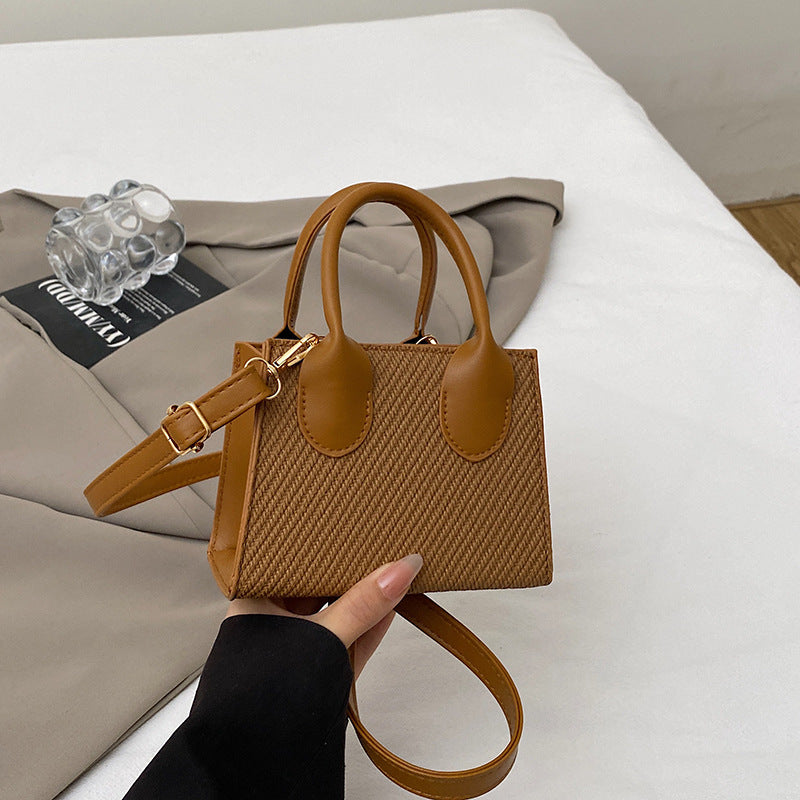 Korean Style Simple Crossbody Personality Small Square Bag2024Summer new style casual stylish single-shoulder bag corduroy handbag