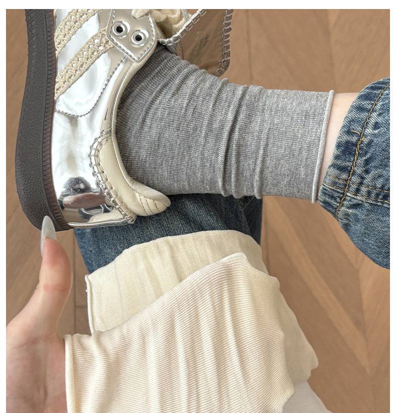 Socks Pure Cotton Women Summer Thin Style Pile Socks Solid Color Mid-Calf Socks Oxygen Cotton Confinement Socks Women Long Socks Zhuji Socks Industry