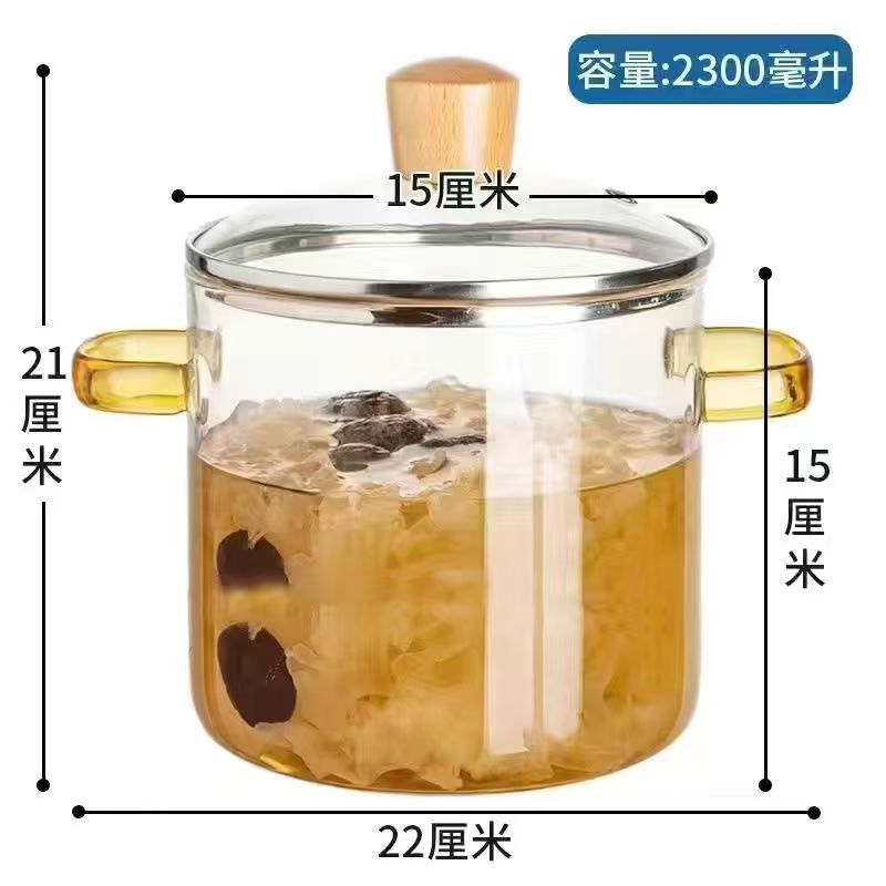Creative Bear Double Ear Soup Pot Striped Pot Glass Transparent Health Pot Electric Ceramic Stove Heatable Instant Noodle Bowl Milk Pot