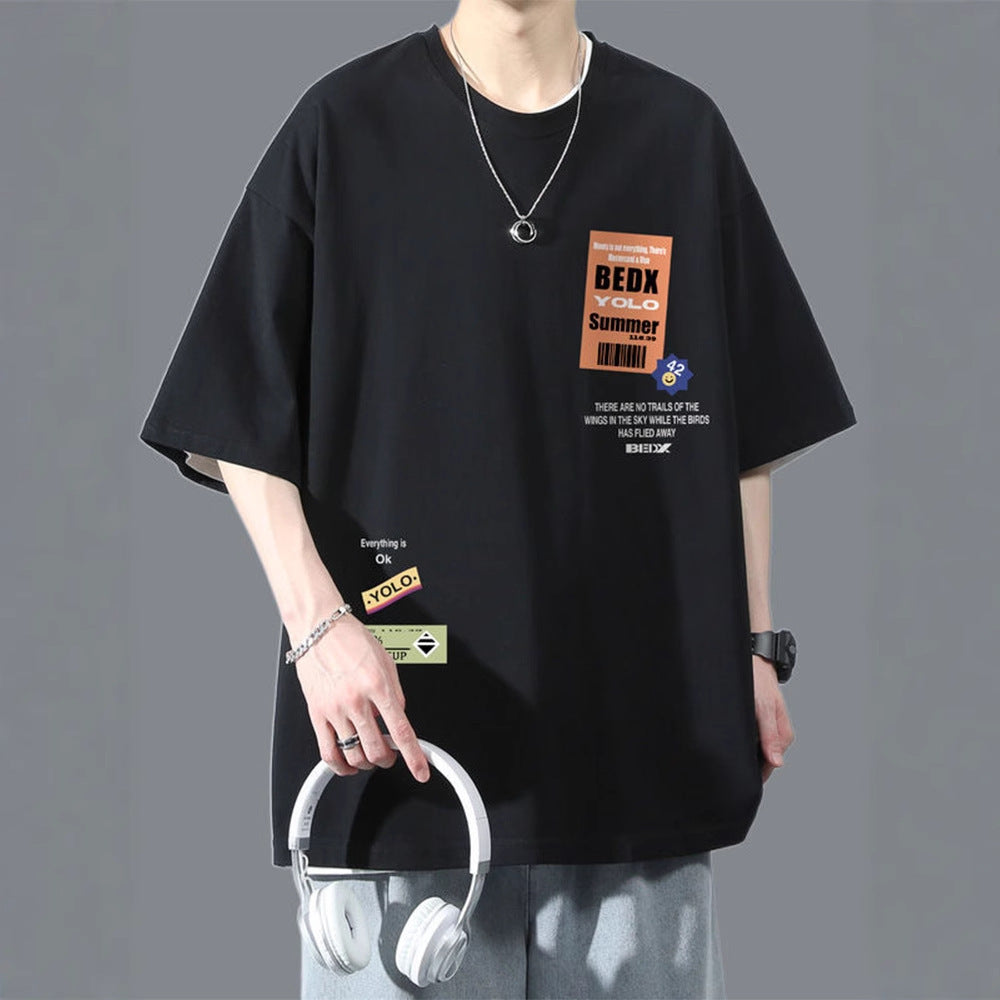 Summer Teenage Suit Boys Short Sleeve T T-shirt Short Sleeve New Style High School Student Trendy Casual Sports Two Pieces
