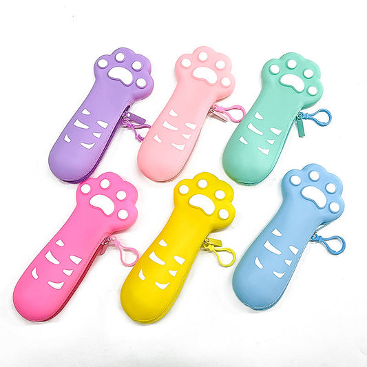 Leden Silicone Cat Paw Pencil Case Study Supplies Pencil Box Good Stationery Box Elementary School Student Stationery Bag Creative Stationery http://detail.1688.com/offer/857407678709.html