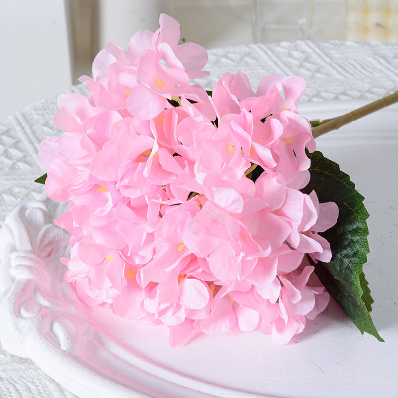 Artificial Hydrangea with Leaves for Wedding Decoration, Artificial Silk Flowers, Archway Flowers, Home Decor Fake Flowers, Single Artificial Flowers