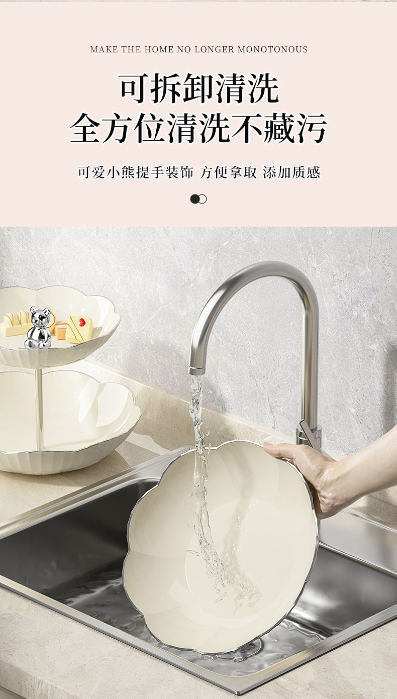 Multi-layer Fruit Plate High-end Luxury Style Home Living Room Snacks Nuts Candy Dried Fruits Fruit Plate Tea Pastry Dessert Plate