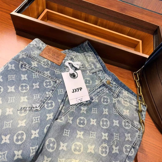 【Summer New】Fashion Casual Fashion Versatile Summer Trendy Personality Men's Denim Shorts Simple Loose Fit