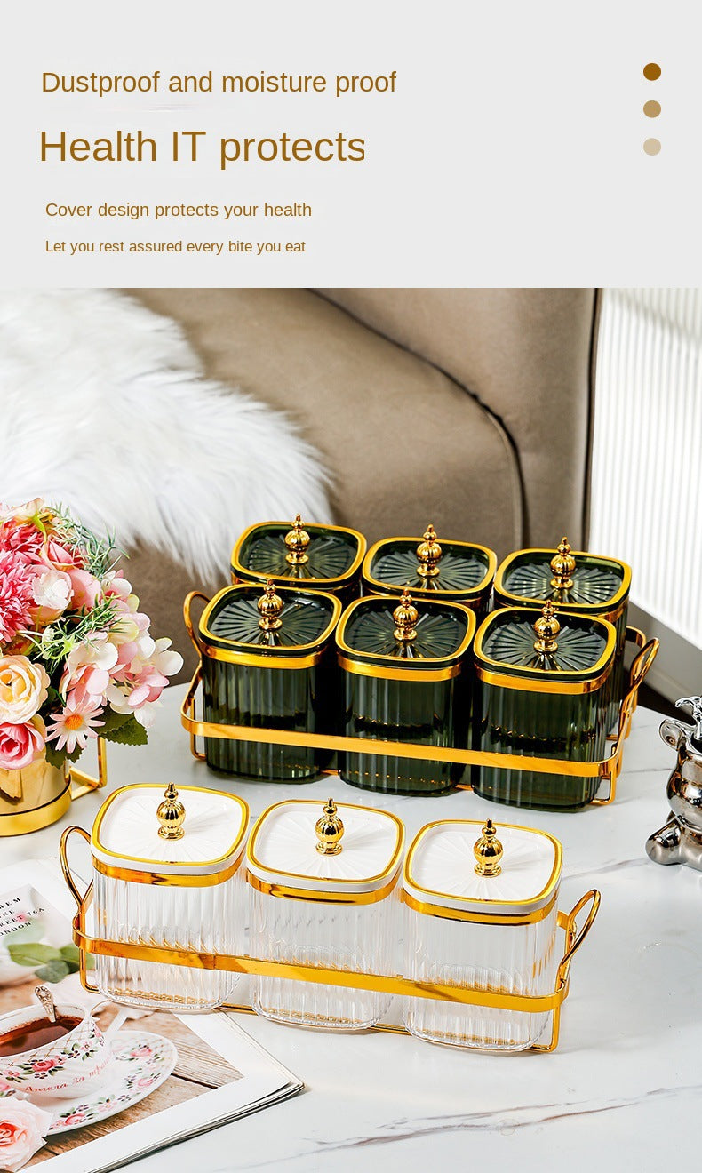 Light Luxury Sealed Box Household Kitchen Wall-Mounted Salt and MSG Storage Jar Seasoning Spice Storage Special Sealed Combination Set