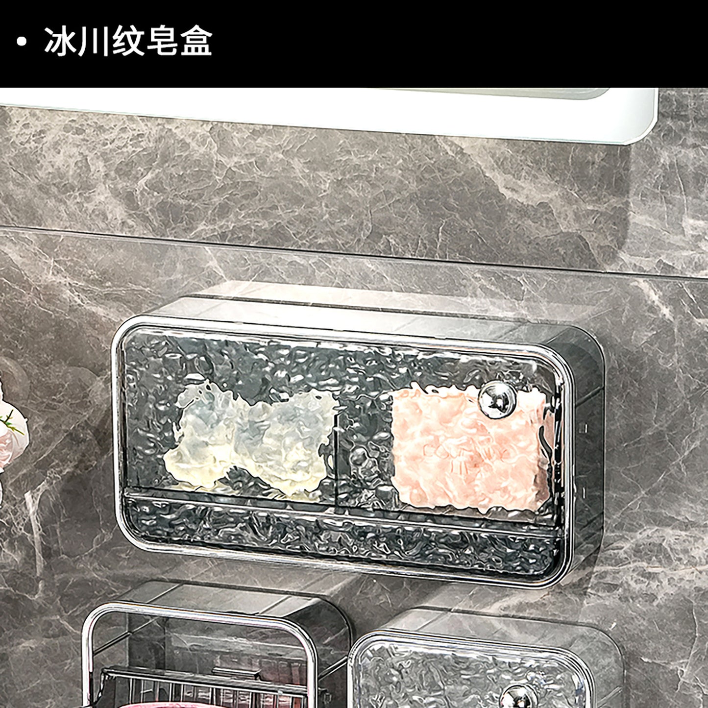 Soap Box No-Drill Wall-Mounted Bathroom Storage Box with Flip Cover Soap Holder Draining Soap Rack Double-Layer Soap Box