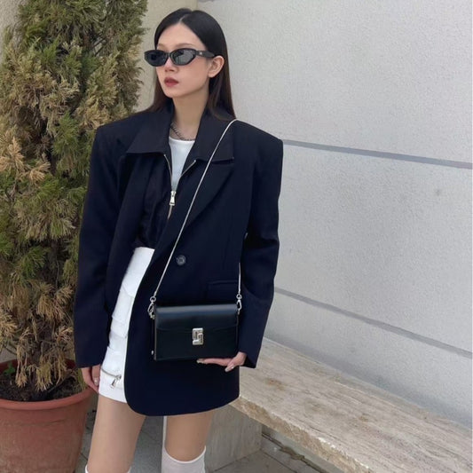 Vintage High-End Genuine Leather Women's Bag Exquisite Small Capacity Clutch Metal Chain Shoulder Crossbody Bag Fashionable Versatile