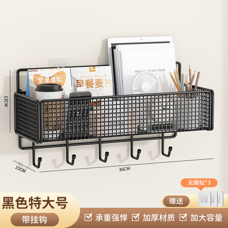 No-Drill Wall-Mounted Storage Rack Dormitory Bedside Storage Basket Dormitory Essentials Wall Hanging Upper Bunk Bed Organizer