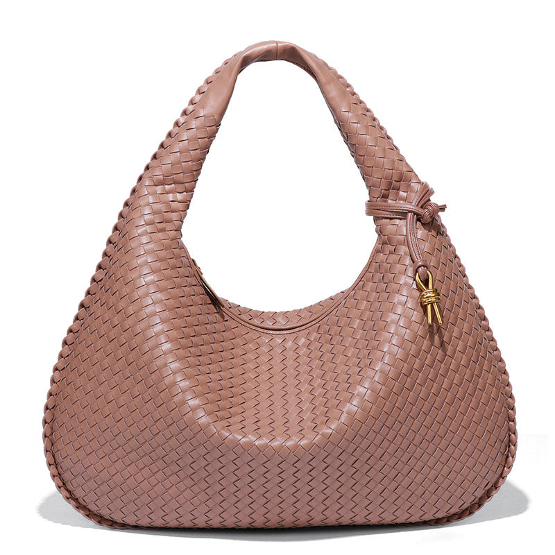 2025New Crescent Moon Women's Bag Fully Handwoven Handheld Dumpling Bag Fashionable Versatile European and American Style Single Shoulder Underarm Bag