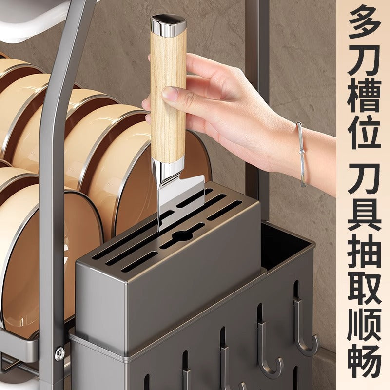 Cross-Border Kitchen Storage Rack Multi-Functional Bowl Dish Plate Knife Rack Chopstick Organizer Household Countertop Multi-Layer Draining Rack