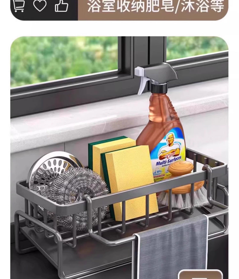Kitchen Dish Rack Pool Detergent Sponge and Cloth Storage Rack Fabulous Draining Gadget Steel Wire Ball Sink Storage Rack
