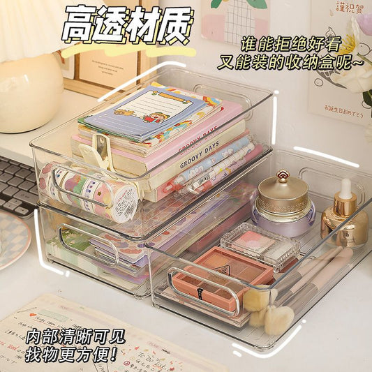 Desktop Storage Box Acrylic Transparent Box Snacks Skincare Miscellaneous Basket Desktop Cosmetic Rack Organizer