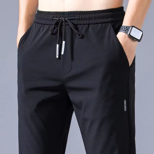 Summer Thin Casual Pants Quick-Dry Loose Plus Size Straight Pants Elastic Durable Sports Ice Silk Long Pants for Men