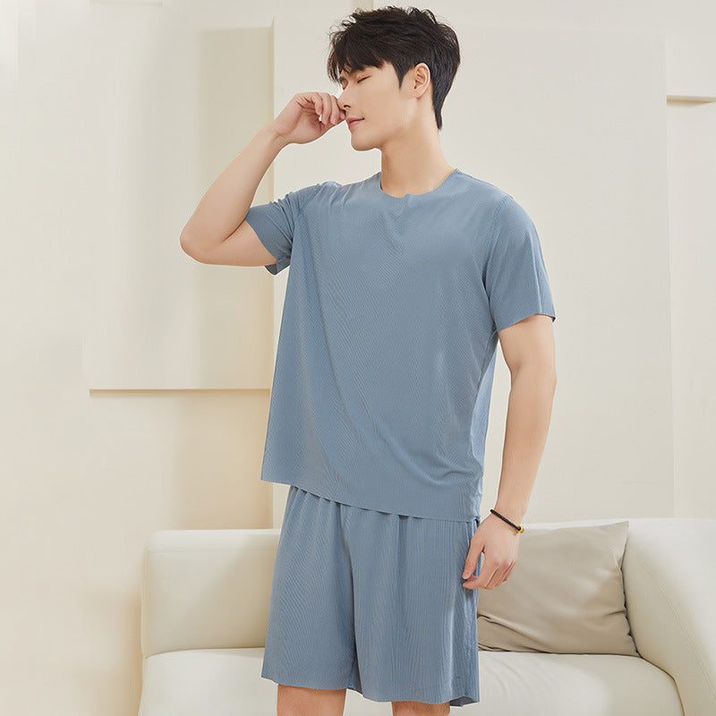 TikTok Kuaishou Internet Celebrity Loose Women's Couple Pajamas Ice Silk Two-Piece Set Casual Homewear Summer Pajamas for Women