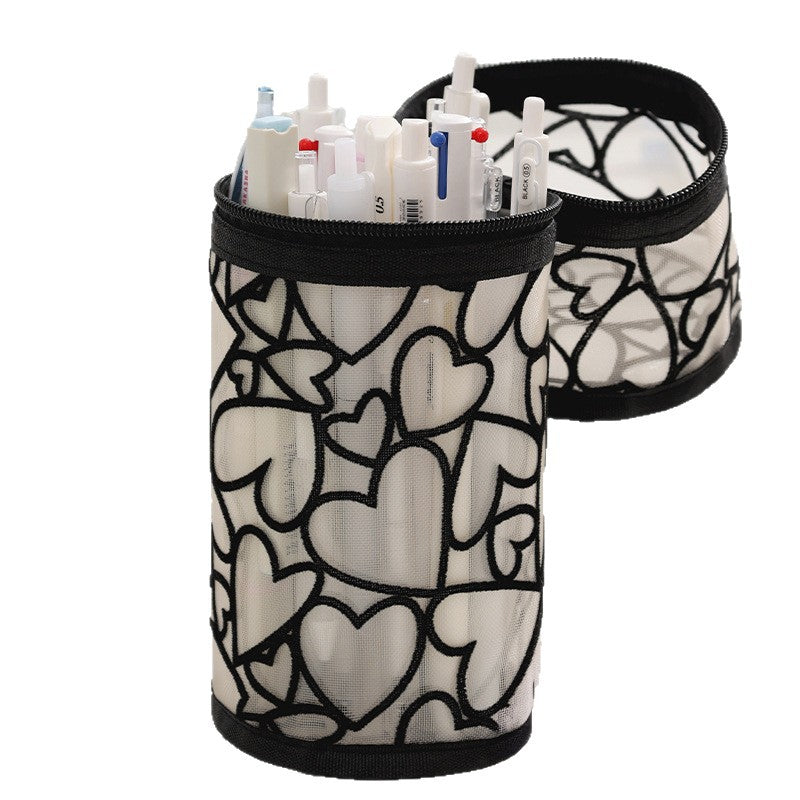 Beilian Mesh Pencil Case Vertical Transparent High-Value Stationery Box Cylindrical Student Back-to-School Season Pen Holder Bag Wholesale http://detail.1688.com/offer/954056083670.html