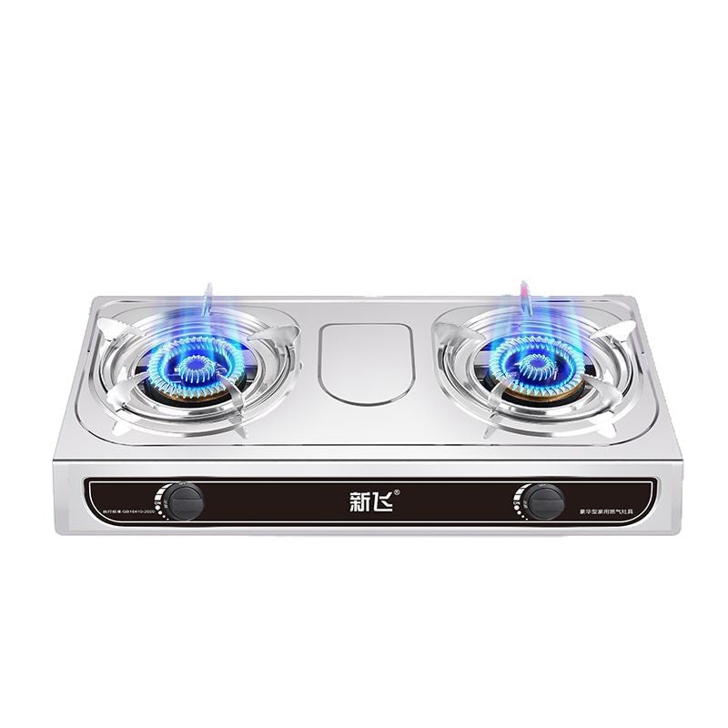 Xinfei Gas Stove Double Burner Household Countertop High Flame Liquefied Gas Stainless Steel Energy-saving Natural Gas Double Burner