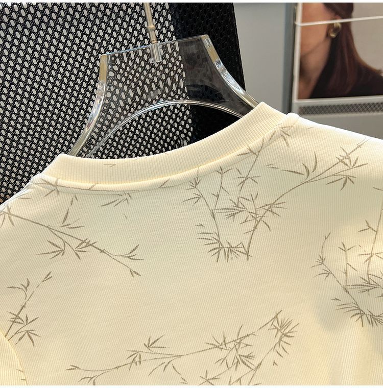 New Chinese Style National Style Button Short Sleeve t Women's Summer T-shirt2024New Women's Loose Slimming Plus Size Round Neck Top