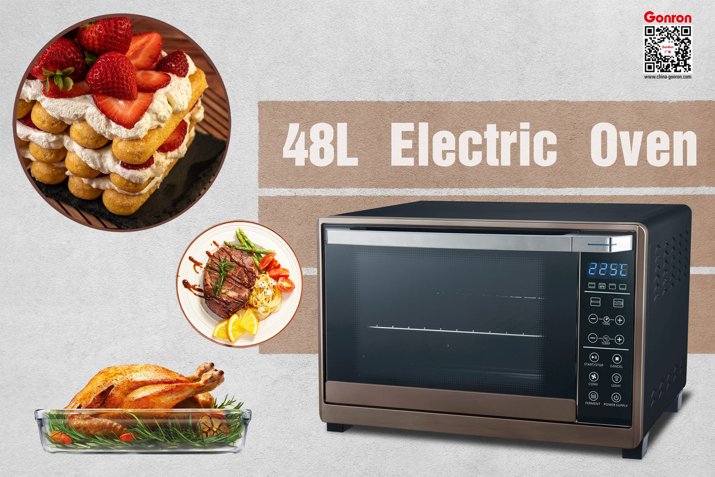 Guangrong48L Electronic Oven Household Intelligent Large Capacity Electric Oven Foreign Trade Cross-Border Gift Wholesale