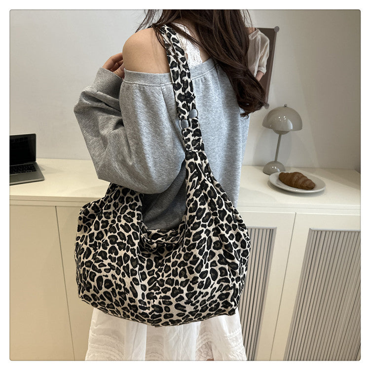 Japanese and Korean Leopard Print ins New Style Single Shoulder Bag Casual Women Versatile Commuting Work Tote Bag Large Capacity Crossbody Bag