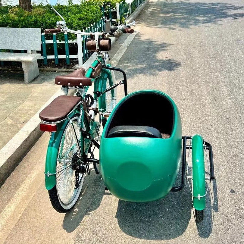 Comfortable Three-Wheel Bicycle High-End Park Display Side Bucket Drag Bucket Bicycle Dense Spokes High-End Side Three-Wheel