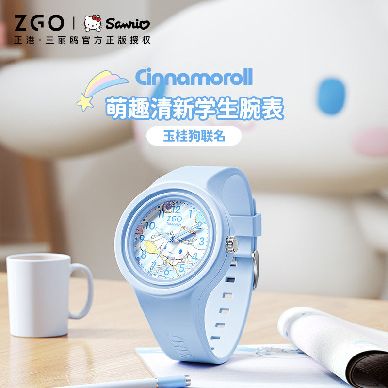 Sanrio Official Genuine Children's Watch for Girls, Cinnamoroll Waterproof, Only Tells Time, Quartz Watch for Middle School Students