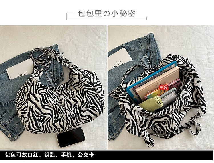 Japanese and Korean Leopard Print ins New Style Single Shoulder Bag Casual Women Versatile Commuting Work Tote Bag Large Capacity Crossbody Bag