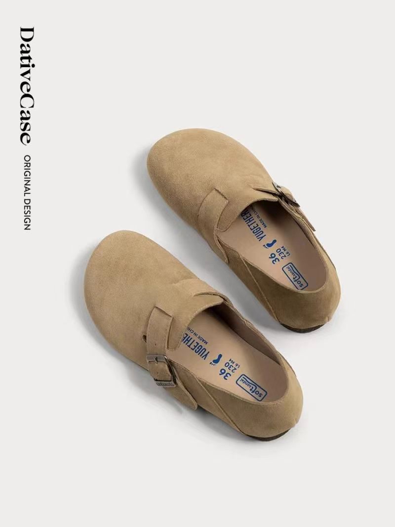 ins Super Popular Versatile Birkenstock Shoes for Female Students2024Spring and Autumn New Retro Slip-On Soft Sole Non-Slip Loafers