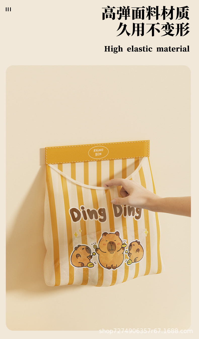 Magic Tape Sock Storage Bag Hanging Bag Door Back Storage Trash Bag Wall Hanging Miscellaneous Pocket Plastic Bag Storage Wall Hanging